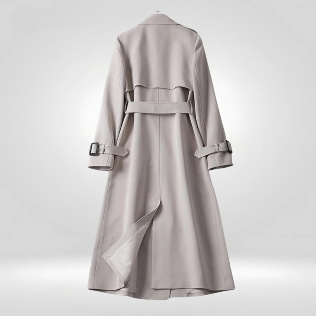 Trench coat impermeabile doppiopetto sagomato con cintura da donna