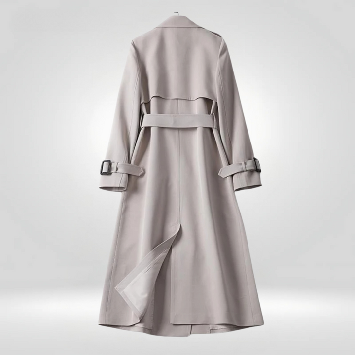 Trench coat impermeabile doppiopetto sagomato con cintura da donna
