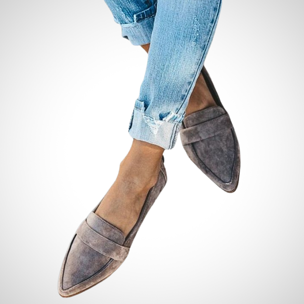 Valerie flats zum Hineinschlüpfen für Damen in Grau bequem und ideal für den Alltag