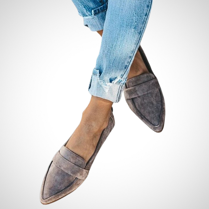 Valerie flats zum Hineinschlüpfen für Damen in Grau bequem und ideal für den Alltag
