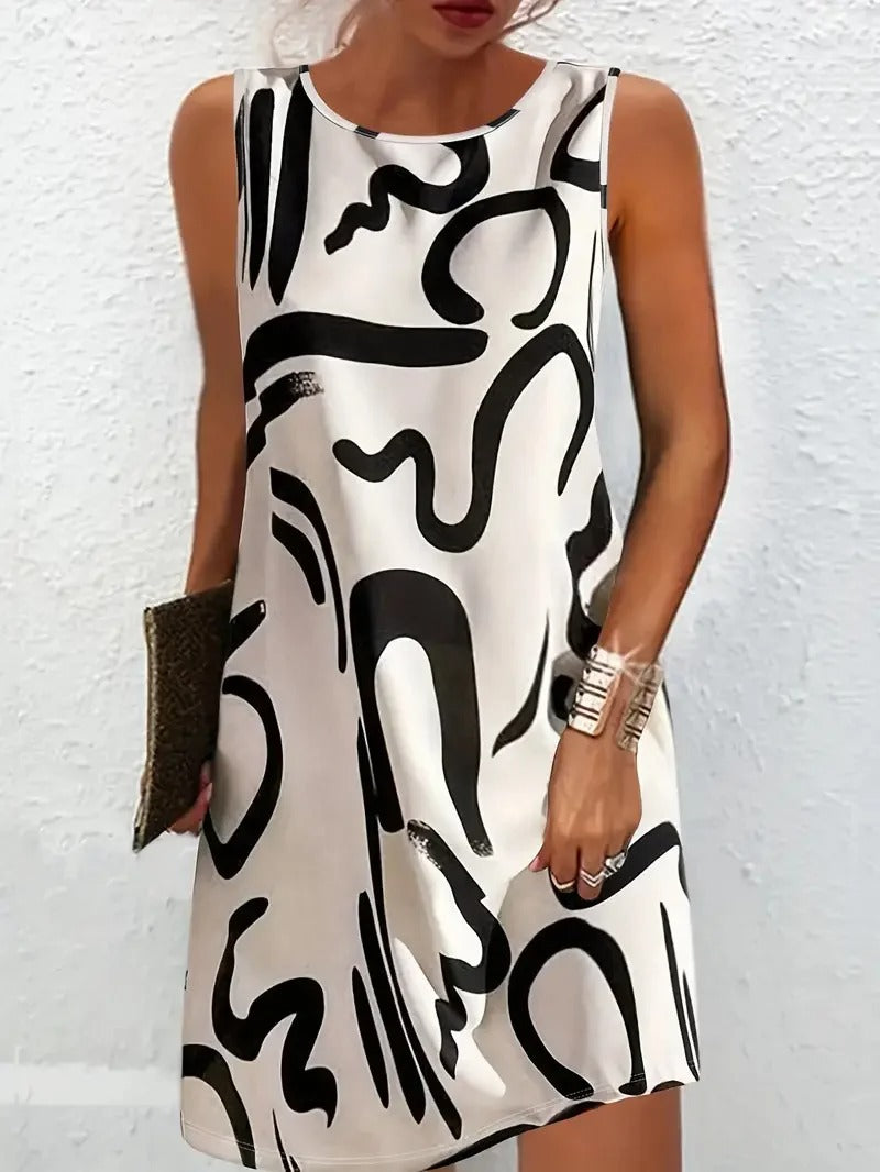 Chantal Damen Elegantes Minikleid mit Print & Stehkragen