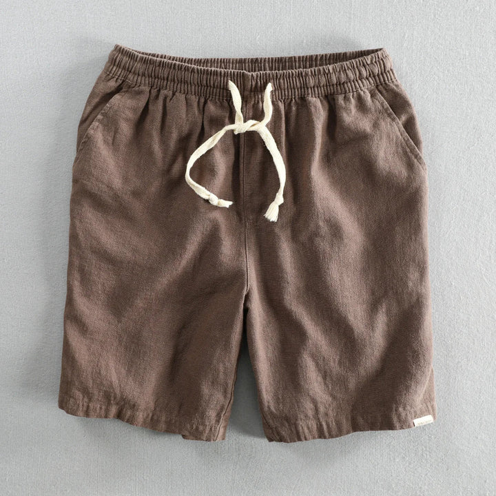 Verstellbare kaffee-farbene Leinen-Shorts für Herren mit komfortablem Tragegefühl und lässigem Stil