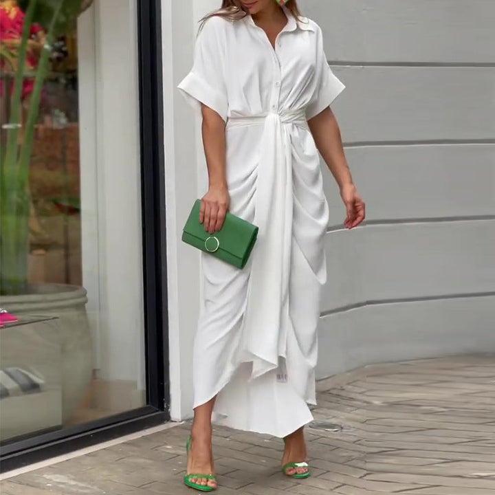 Weißes Maxikleid mit Gürtel für Damen – luftig, elegant und zeitlos
