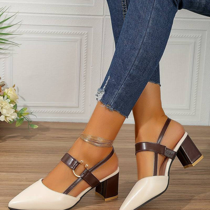 Eleganti slingback ortopediche con tacco a blocco per donna