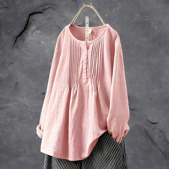 Noemi Damen-Bluse aus Baumwolle und Leinen in Übergröße