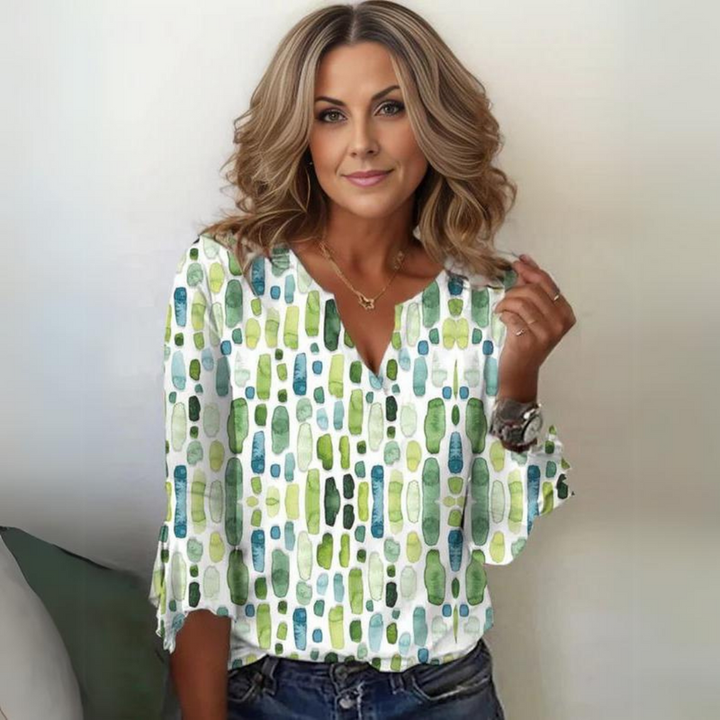 Imelda Damen-Bluse mit V-Ausschnitt
