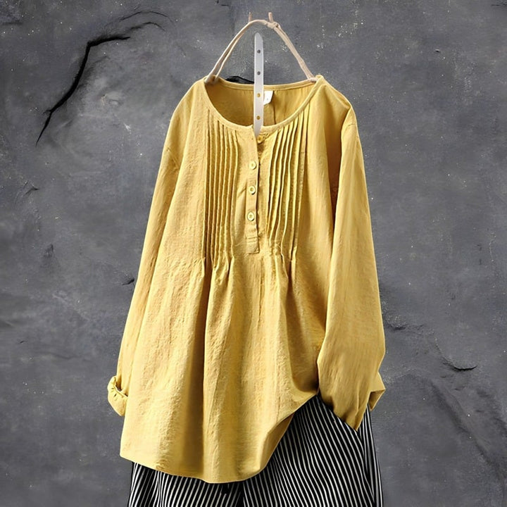 Noemi Damen-Bluse aus Baumwolle und Leinen in Übergröße