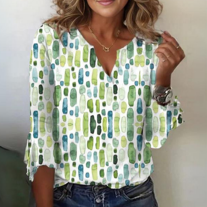 Imelda Damen-Bluse mit V-Ausschnitt