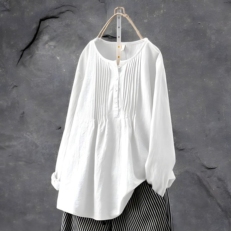 Noemi Damen-Bluse aus Baumwolle und Leinen in Übergröße