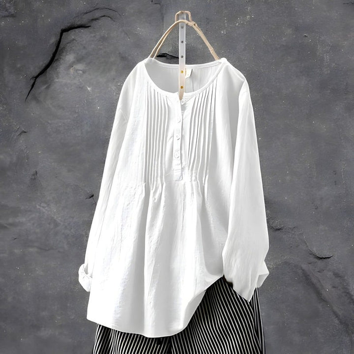 Noemi Damen-Bluse aus Baumwolle und Leinen in Übergröße