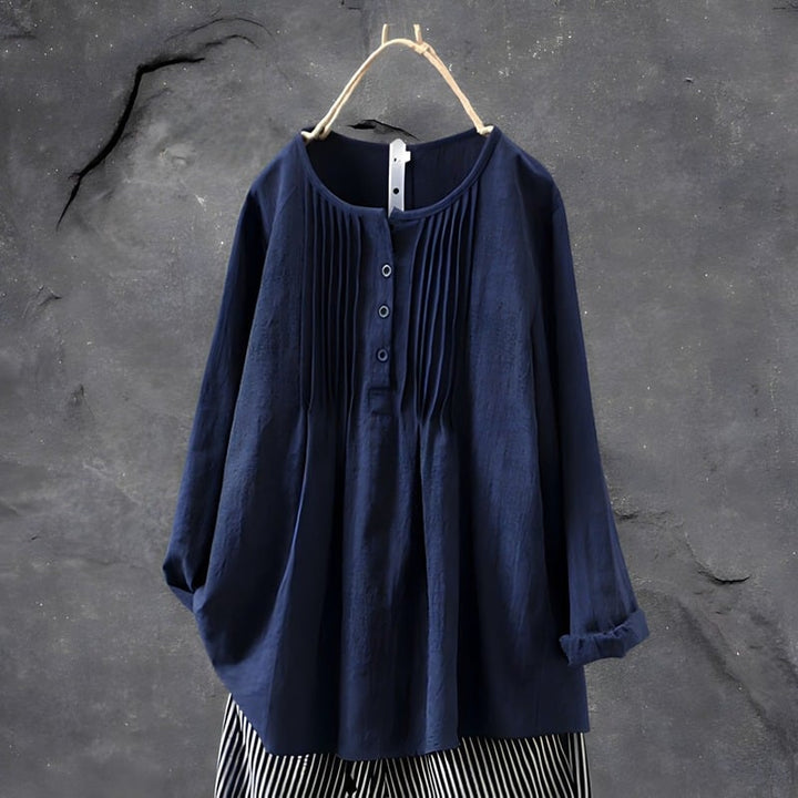 Noemi Damen-Bluse aus Baumwolle und Leinen in Übergröße