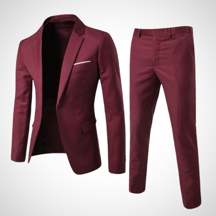 auffälliger roter klassischer Anzug für Herren, der für ein selbstbewusstes und stilvolles Auftreten sorgt, perfekt für besondere Anlässe und Partys.