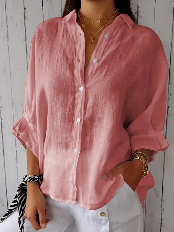 Wilna zeitlose elegante Knopf-Down-Bluse für Damen in Rosa, mit einer schmeichelhaften Silhouette und einem schicken Design