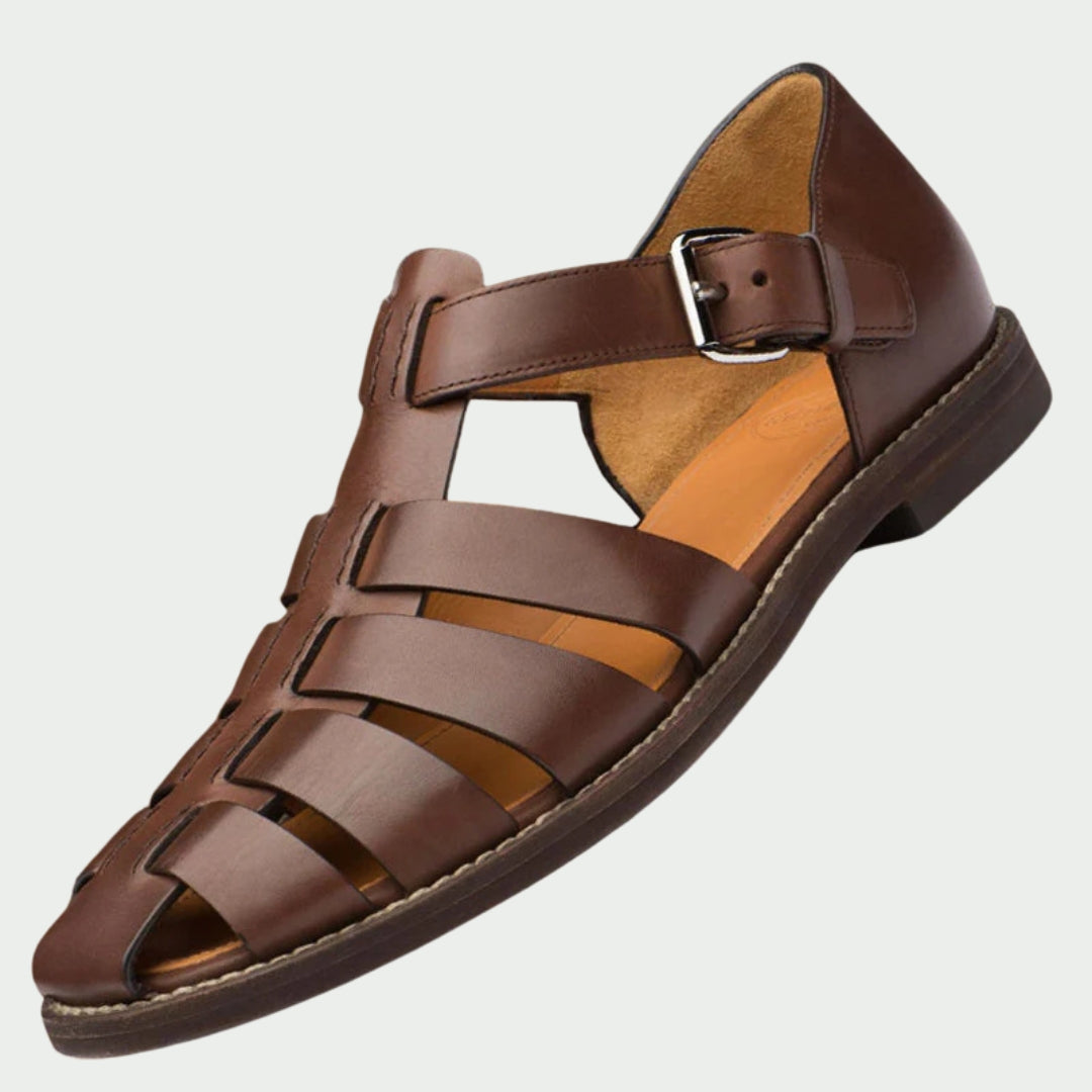 Zoran atmungsaktive Ledersandalen für Herren in Kaffee mit weichem Leder und elegantem Finish